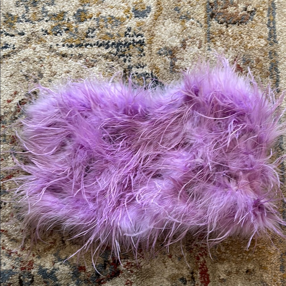 12th Tribe Chanel Lavender Faux Feather cropped tube top size Small